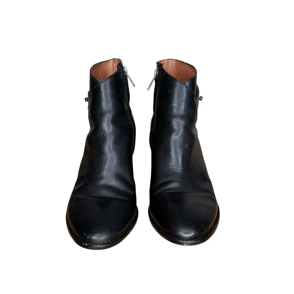 Madewell Women’s Leather Booties Size 7.5 Kelci Heeled Ankle Boots Black Leather